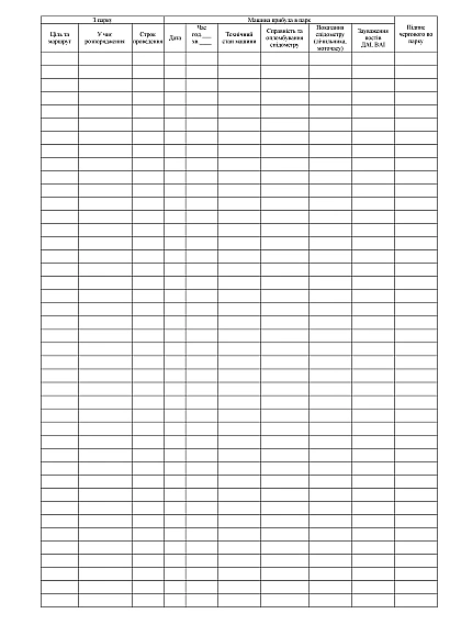 Журнал регистрации выхода и возврата в парк машин Журналы ВСУ, портретная ориентация