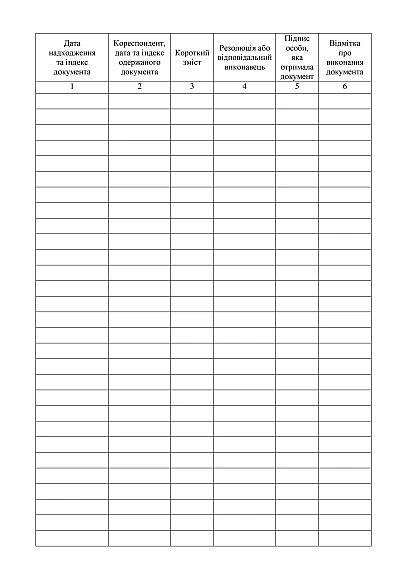 Журнал регистрации входящих документов Приказ 124, старая ред.