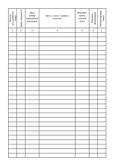 Журнал обліку вхідних документів Журнали МВС
