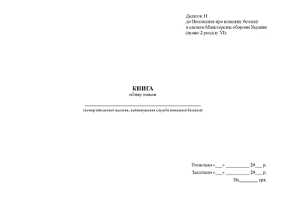 Книга обліку пожеж Наказ 685