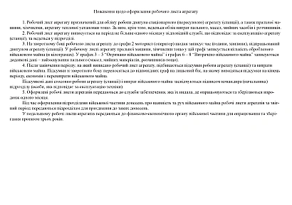 Робочий лист агрегату Наказ 440