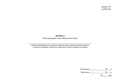 Журнал учета проверок состояния воинского учета КМУ 1478