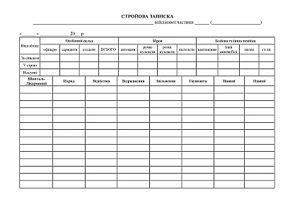 Строевая записка Журналы ВСУ