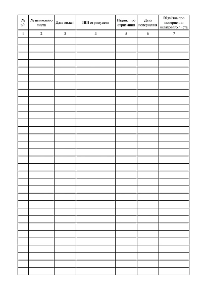 Журнал обліку шляхових листів ЗСУ на Ukroblik