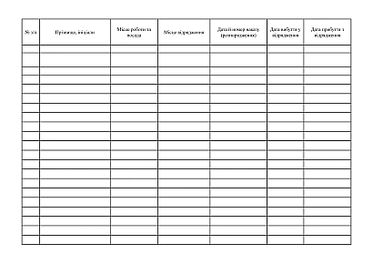 Журнал регистрации командировок
