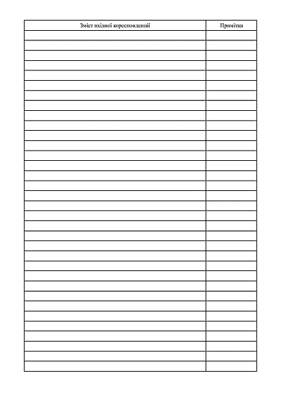 Книга регистрации входящей корреспонденции
