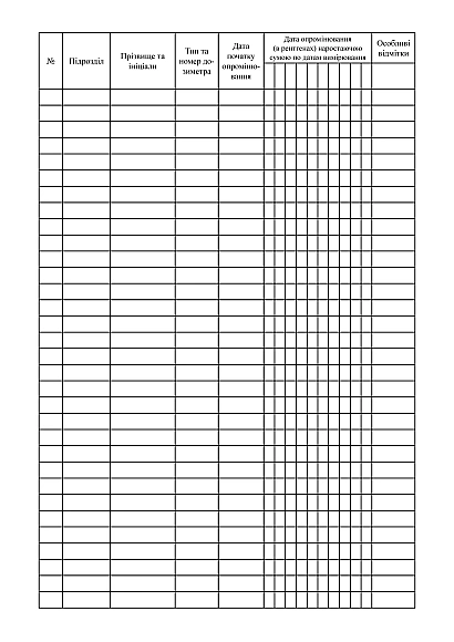 Журнал учета радиоактивного облучения