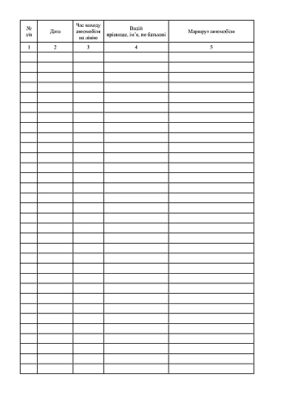 Журнал випуску автомобілів на лінію