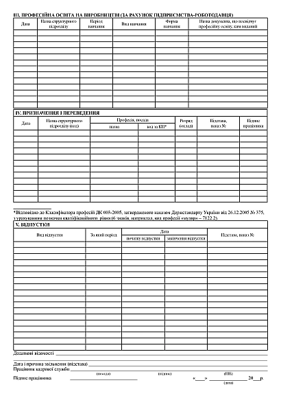 Особова картка працівника П-2