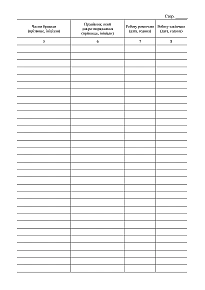 Журнал учета и регистрации работ по нарядам и распоряжениям