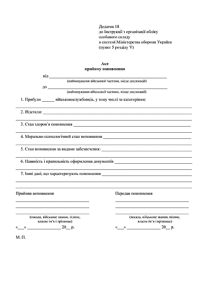 Акт приема пополнения в наличии на Ukroblik