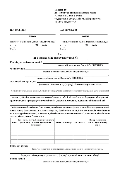 Акт о проведении пуска (запуска) в наличии на Ukroblik