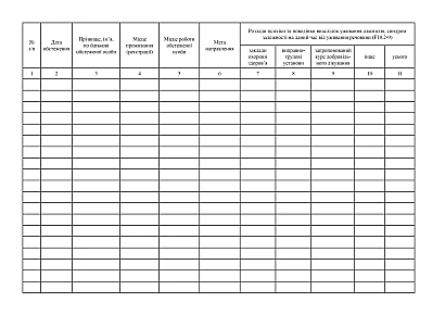 В наявності Журнал реєстрації обстежених на спеціалізованій медичній комісії