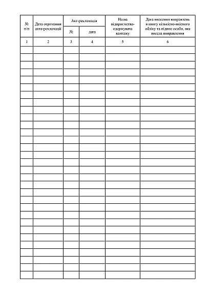 Журнал регистрации полученных актов-рекламаций по разногласиям в качестве зерна и продуктов его переработки на Ukroblik