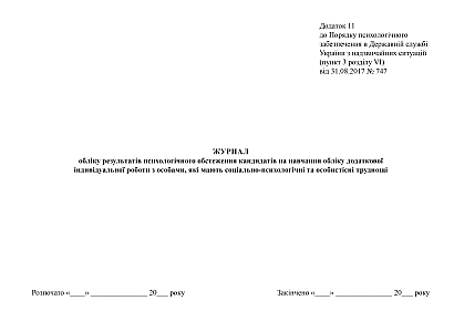 Журнал учета дополнительной индивидуальной работы с лицами, имеющими социально-психологические и личностные трудности на Ukroblik