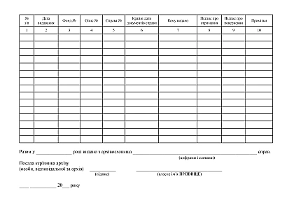 Книга видавання справ з архівосховища купити на Ukroblik