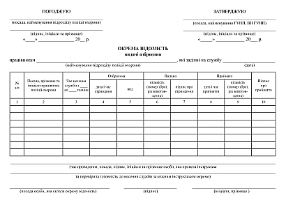 Заказать Отдельную ведомость выдачи вооружения на Ukroblik