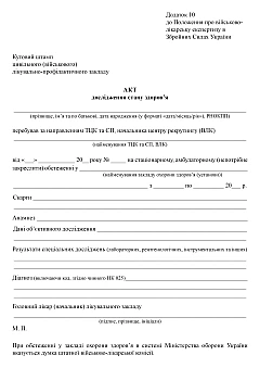 Журнали - Акт дослідження стану здоров’я