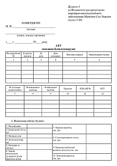 Журнали - Акт списання будівлі (споруди)