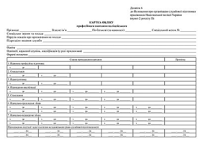Картка обліку професійного навчання поліцейського купити на Ukroblik