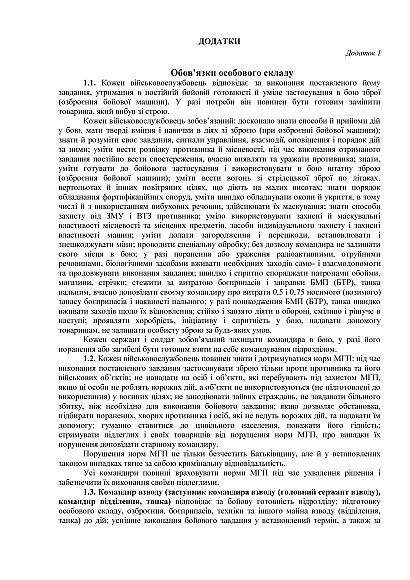 Бойовий статут механізованих танкових військ сухопутних військ Збройних Сил України частина 3 (Взвод, відділення, екіпаж) на Ukroblik