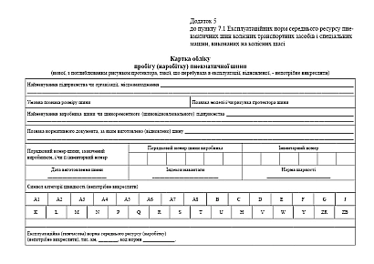 Журнал карток пробігу автомобільних шин купити на Ukroblik