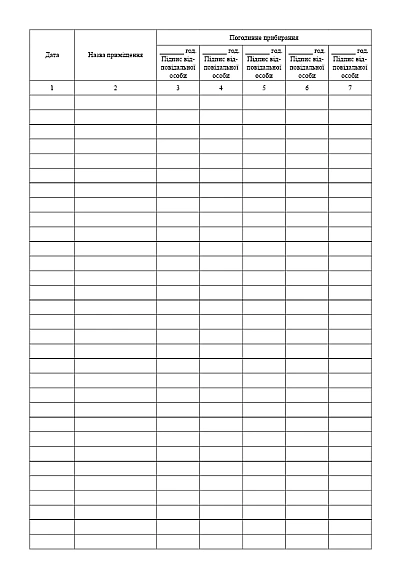 Журнал почасового учета уборок помещений купить на Ukroblik