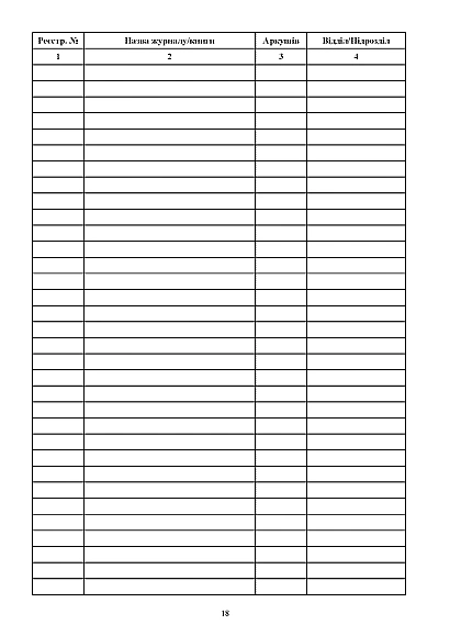 Книга учета журналов и книг учета Журналы ВСУ