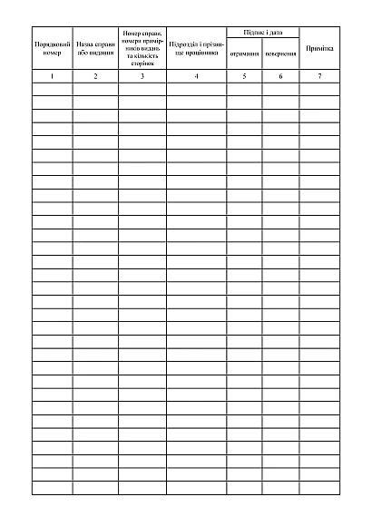 Журнал учета выдачи дел Для служебного пользования