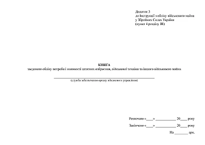 Книга зведеного обліку потреби і наявності штатних озброєння Наказ 440