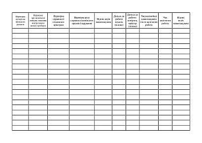 Журнал приема-передачи погрузчиков Охорона праці