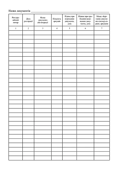 Журнал реєстрації облікових документів майна номенклатури служби ракетно-артилерійського озброєння на Ukroblik