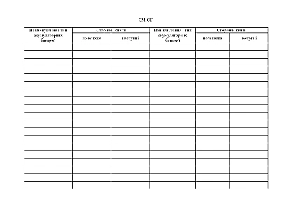 Книга учета технического состояния аккумуляторных батарей Приказ 440