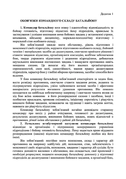 Боевой устав десантно-штурмовых войск Вооруженных Сил Украины часть II (батальон, батальонная тактическая группа) на Ukroblik