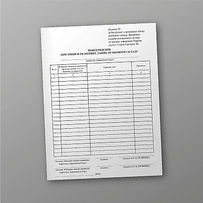 Сообщение об изменениях в учетных данных личного состава купить на Ukroblik