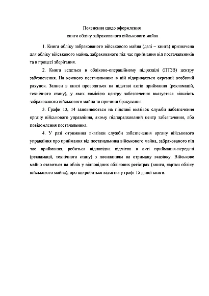 Книга обліку забракованого військового майна Наказ 440