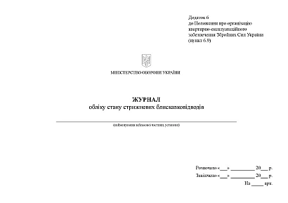 Журнал обліку стану стрижневих блискавковідводів Наказ 448