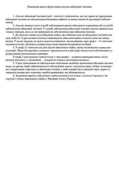 Атестат військової частини Наказ 440