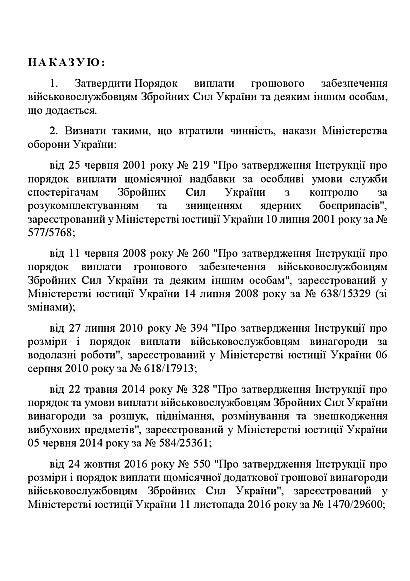 Приказ 260 + Приложения. Об утверждении Порядка выплаты денежного обеспечения Приказ 260