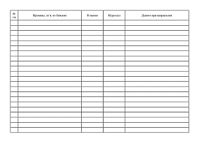 Журнал обліку хворих направлених на стаціонарне лікування Журнали ЗСУ