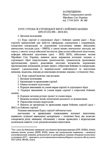 Приказ 160. Курс стрельб из стрелкового оружия и боевых машин КРП 03. Приказ 160