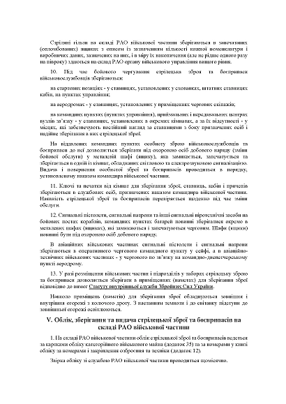 Наказ 359 Інструкції про організацію обліку, зберігання зброї та боєприпасів ЗСУ